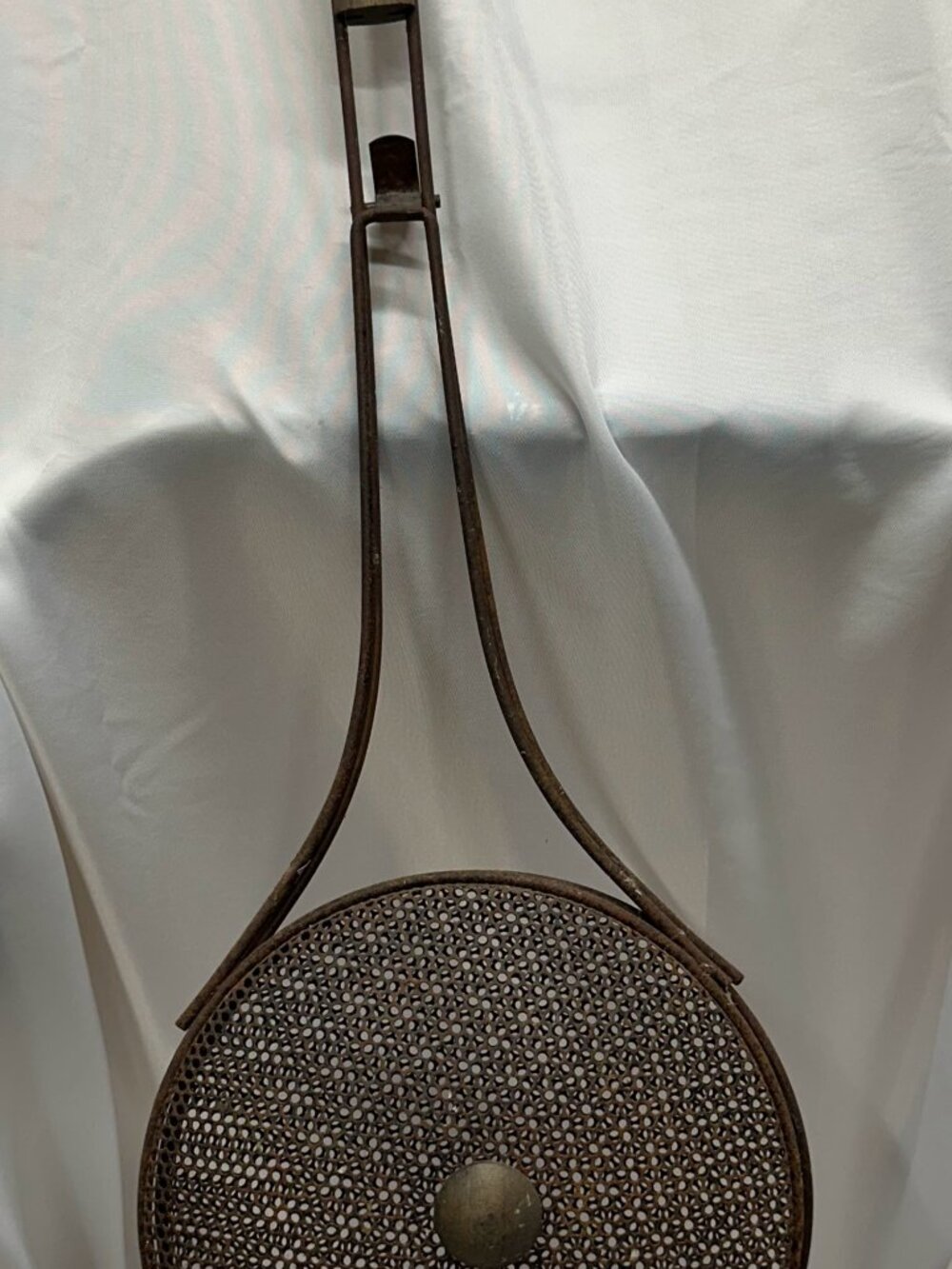 Vintage Metal Campfire Popcorn Popper Sliding Wood Handle Fireplace Decor 31"